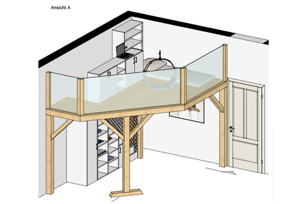 Hochebene im Altbau - Raumgewinn durch maßgefertigte Tischlerlösung