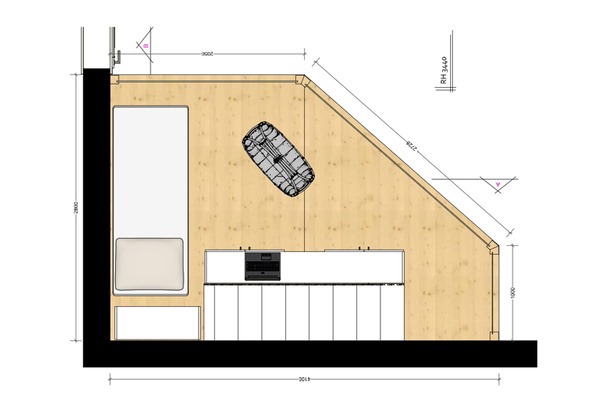 Raum im Raum durch eine Hochebene