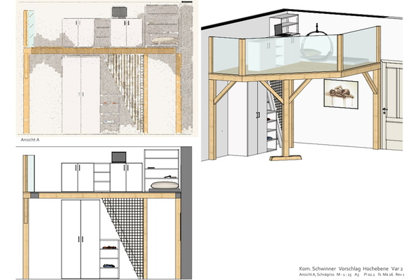 Hochebene 1020Wien 280x410cm mit bequemer Treppe Perspektive