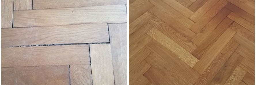Parkett vor und nach der Bodensanierung