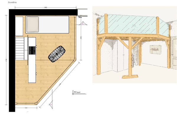 Hochebene 1020Wien 280x410cm mit bequemer Treppe